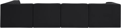 Talia Black Velvet Performance Fabric Upholstered Sectional, 5-Piece (Style 5)