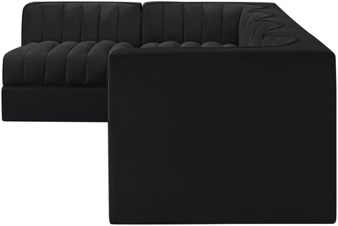 Talia Black Velvet Performance Fabric Upholstered Sectional, 5-Piece (Style 5)