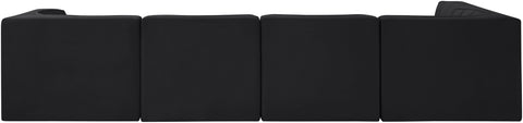 Talia Black Velvet Performance Fabric Upholstered Sectional, 5-Piece (Style 5)