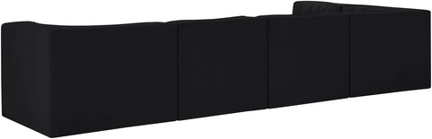 Talia Black Velvet Performance Fabric Upholstered Sectional, 5-Piece (Style 5)
