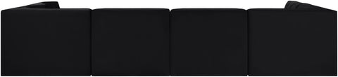 Talia Black Velvet Performance Fabric Upholstered Sectional, 6-Piece