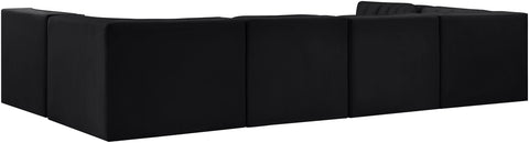 Talia Black Velvet Performance Fabric Upholstered Sectional, 6-Piece