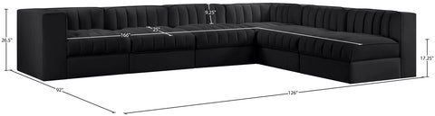 Talia Black Velvet Performance Fabric Upholstered Sectional, 6-Piece (Style 2)