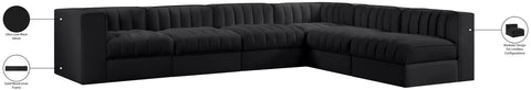 Talia Black Velvet Performance Fabric Upholstered Sectional, 6-Piece (Style 2)