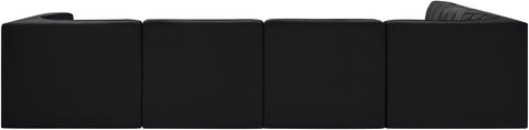 Talia Black Velvet Performance Fabric Upholstered Sectional, 6-Piece (Style 2)