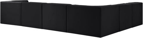 Talia Black Velvet Performance Fabric Upholstered Sectional, 6-Piece (Style 2)