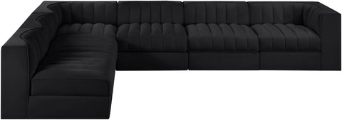 Talia Black Velvet Performance Fabric Upholstered Sectional, 6-Piece (Style 2)