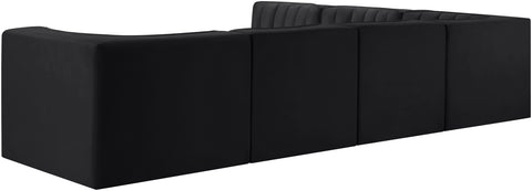 Talia Black Velvet Performance Fabric Upholstered Sectional, 6-Piece (Style 2)