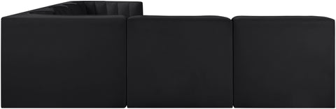Talia Black Velvet Performance Fabric Upholstered Sectional, 6-Piece (Style 2)