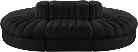 Talia Black Velvet Performance Fabric Upholstered Sectional, 6-Piece (Style 3)