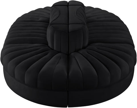 Talia Black Velvet Performance Fabric Upholstered Sectional, 6-Piece (Style 3)