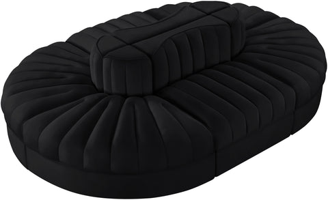 Talia Black Velvet Performance Fabric Upholstered Sectional, 6-Piece (Style 3)
