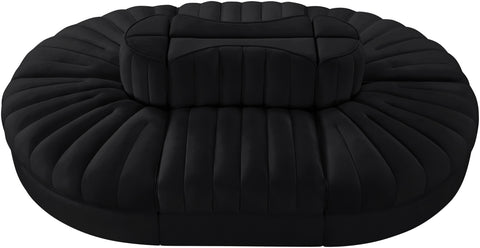 Talia Black Velvet Performance Fabric Upholstered Sectional, 6-Piece (Style 3)