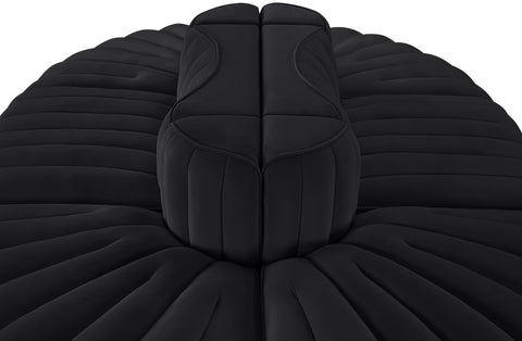 Talia Black Velvet Performance Fabric Upholstered Sectional, 6-Piece (Style 3)
