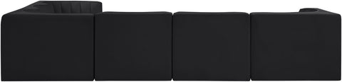 Talia Black Velvet Performance Fabric Upholstered Sectional, 6-Piece (Style 4)