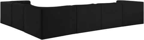 Talia Black Velvet Performance Fabric Upholstered Sectional, 6-Piece (Style 4)