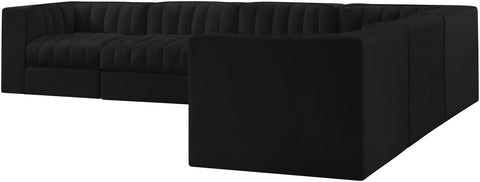 Talia Black Velvet Performance Fabric Upholstered Sectional, 6-Piece (Style 4)