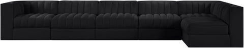 Talia Black Velvet Performance Fabric Upholstered Sectional, 6-Piece (Style 5)