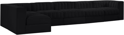 Talia Black Velvet Performance Fabric Upholstered Sectional, 6-Piece (Style 5)