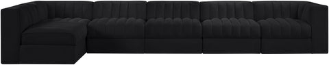 Talia Black Velvet Performance Fabric Upholstered Sectional, 6-Piece (Style 5)