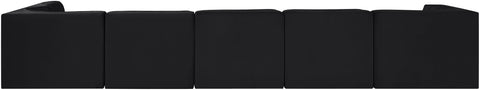 Talia Black Velvet Performance Fabric Upholstered Sectional, 6-Piece (Style 5)