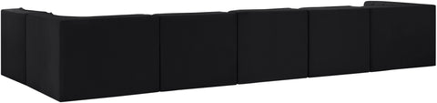 Talia Black Velvet Performance Fabric Upholstered Sectional, 6-Piece (Style 5)