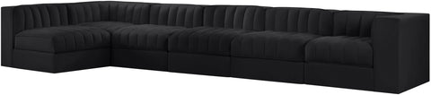Talia Black Velvet Performance Fabric Upholstered Sectional, 6-Piece (Style 5)