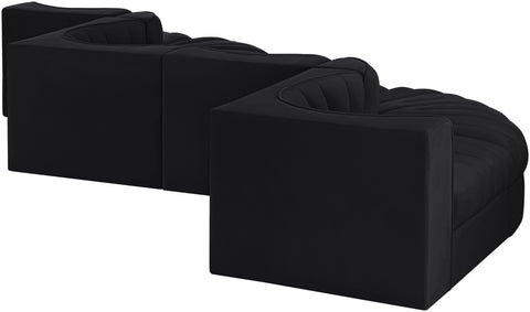 Talia Black Velvet Performance Fabric Upholstered Sectional, 6-Piece (Style 6)