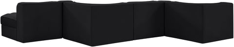 Talia Black Velvet Performance Fabric Upholstered Sectional, 6-Piece (Style 6)