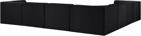 Talia Black Velvet Performance Fabric Upholstered Sectional, 7-Piece