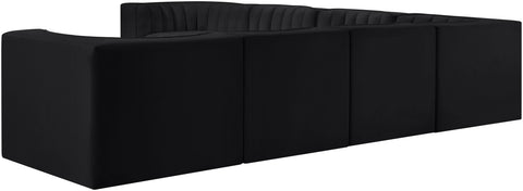 Talia Black Velvet Performance Fabric Upholstered Sectional, 7-Piece