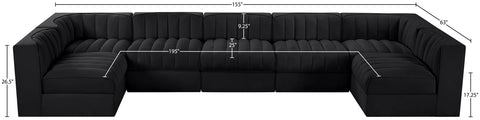 Talia Black Velvet Performance Fabric Upholstered Sectional, 7-Piece (Style 2)