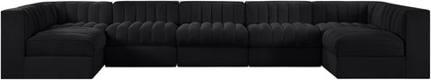 Talia Black Velvet Performance Fabric Upholstered Sectional, 7-Piece (Style 2)