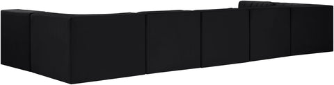Talia Black Velvet Performance Fabric Upholstered Sectional, 7-Piece (Style 2)