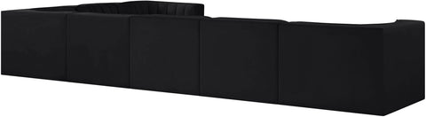 Talia Black Velvet Performance Fabric Upholstered Sectional, 7-Piece (Style 3)
