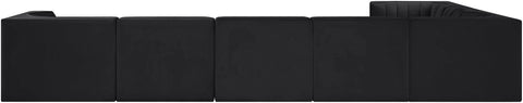Talia Black Velvet Performance Fabric Upholstered Sectional, 7-Piece (Style 3)