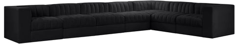 Talia Black Velvet Performance Fabric Upholstered Sectional, 7-Piece (Style 3)