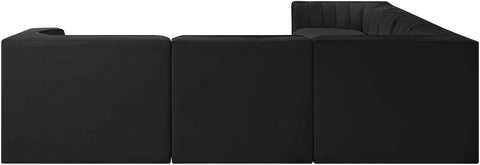 Talia Black Velvet Performance Fabric Upholstered Sectional, 7-Piece (Style 3)