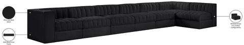 Talia Black Velvet Performance Fabric Upholstered Sectional, 7-Piece (Style 4)
