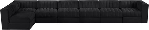 Talia Black Velvet Performance Fabric Upholstered Sectional, 7-Piece (Style 4)