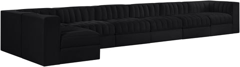 Talia Black Velvet Performance Fabric Upholstered Sectional, 7-Piece (Style 4)