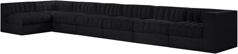 Talia Black Velvet Performance Fabric Upholstered Sectional, 7-Piece (Style 4)