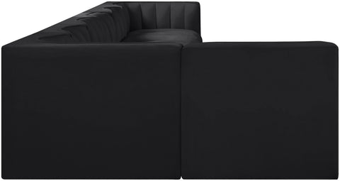 Talia Black Velvet Performance Fabric Upholstered Sectional, 7-Piece (Style 4)