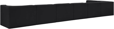 Talia Black Velvet Performance Fabric Upholstered Sectional, 7-Piece (Style 4)
