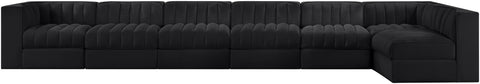 Talia Black Velvet Performance Fabric Upholstered Sectional, 7-Piece (Style 4)
