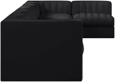 Talia Black Velvet Performance Fabric Upholstered Sectional, 7-Piece (Style 4)