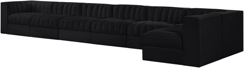 Talia Black Velvet Performance Fabric Upholstered Sectional, 7-Piece (Style 4)