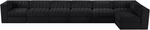 Talia Black Velvet Performance Fabric Upholstered Sectional, 7-Piece (Style 4)
