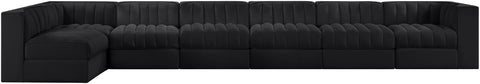 Talia Black Velvet Performance Fabric Upholstered Sectional, 7-Piece (Style 4)
