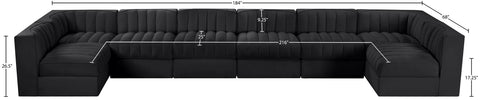 Talia Black Velvet Performance Fabric Upholstered Sectional, 8-Piece